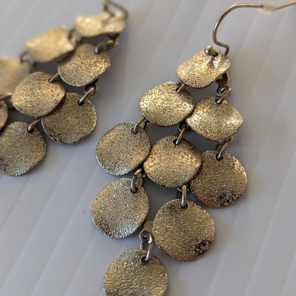 Gold Dangle Circle Design Earrings